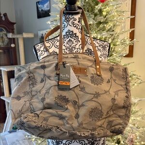 Myra Bag Green Floral Weekender Tote